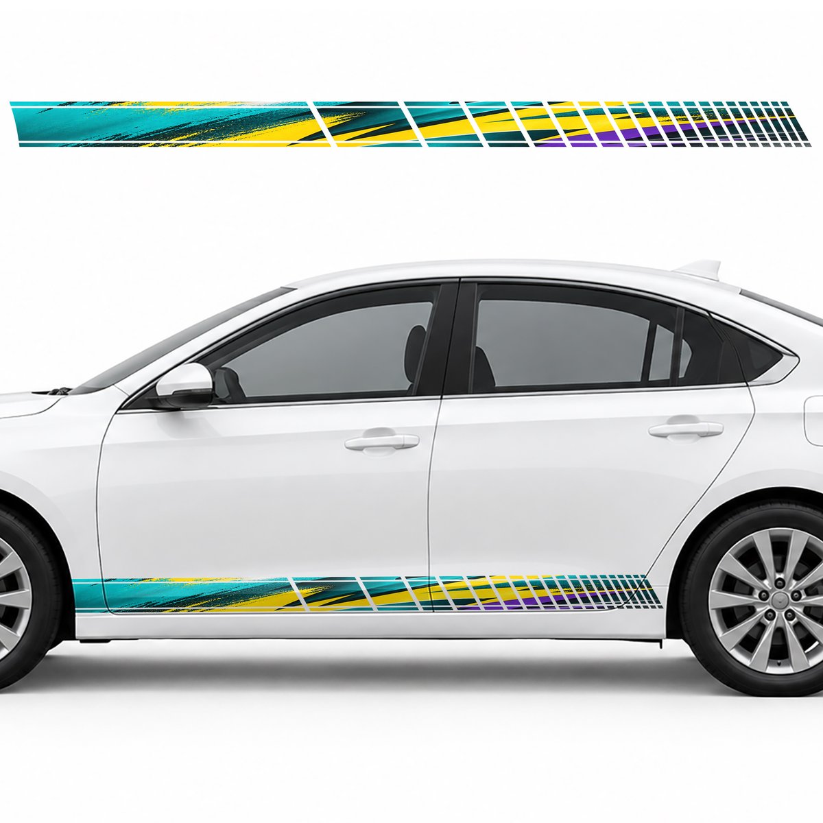 Touring Swirl of Turquoise and Violet side door racing stripes decals stickers for Cars