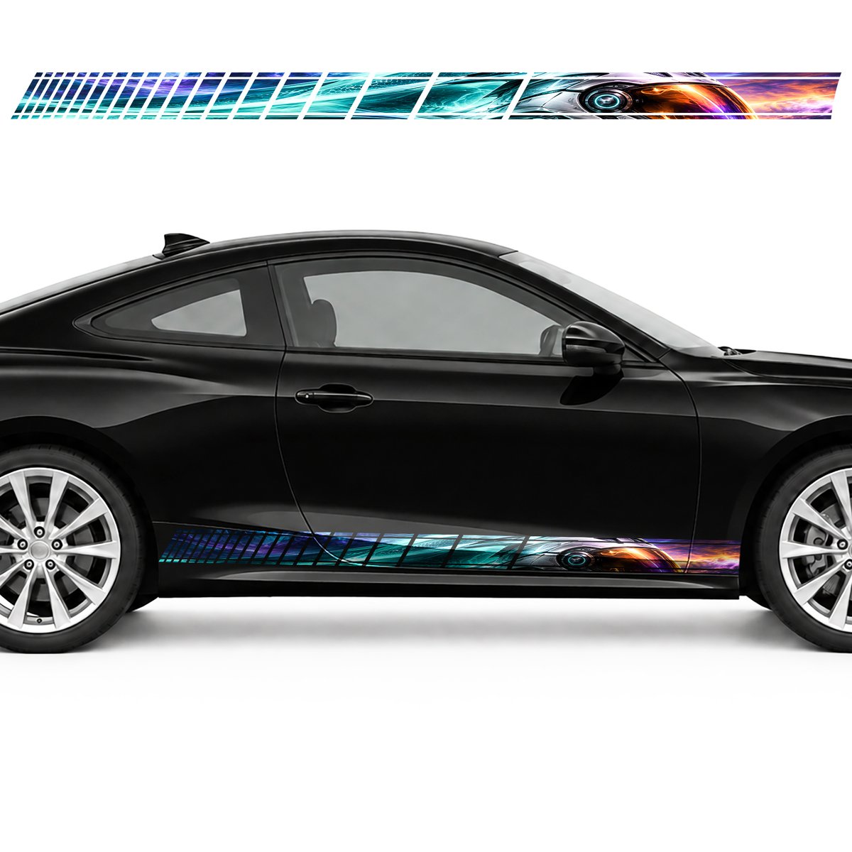 Futuristic Helmet with Turquoise Streams side door racing, view 4 of 4