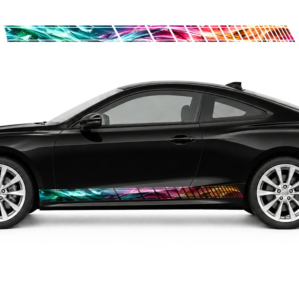 Wave of Colored Glass Shards side door racing stripes decals stickers for Cars