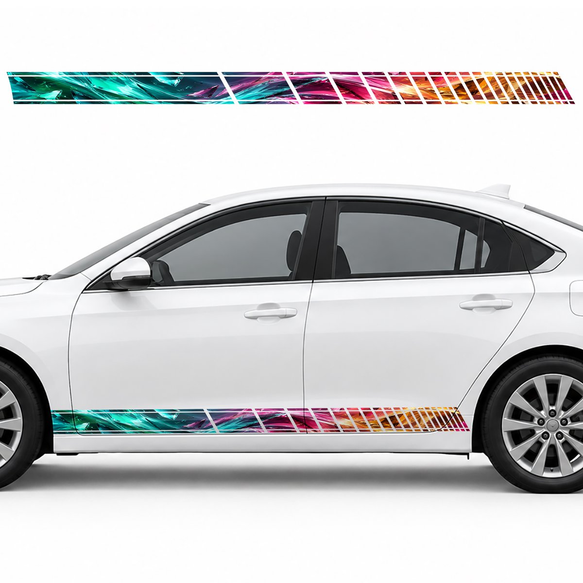 Wave of Colored Glass Shards side door racing stripes, view 3 of 4