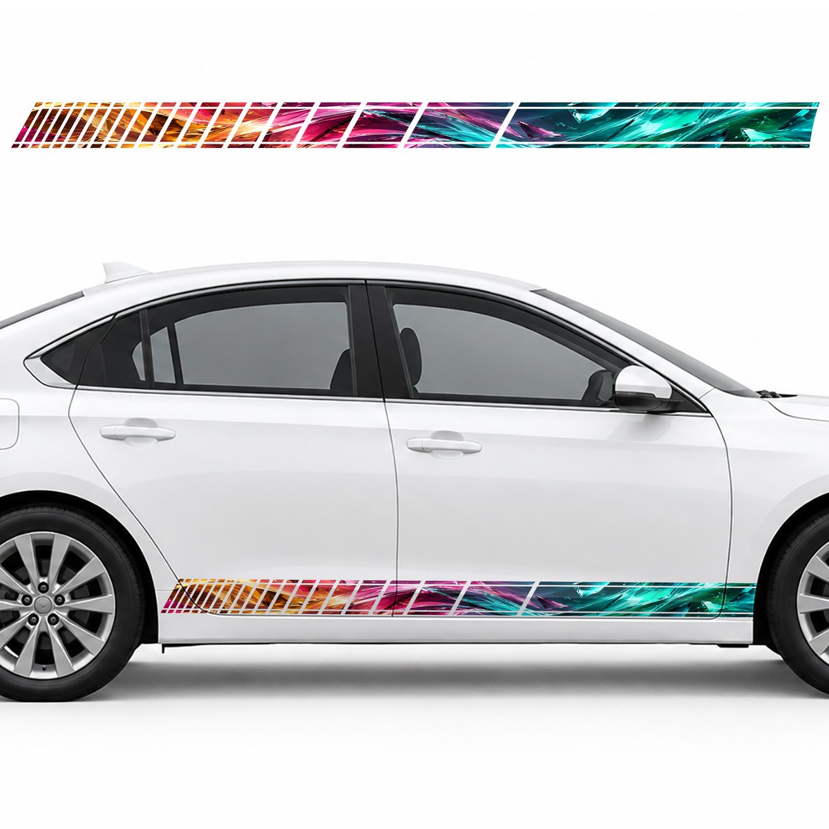 Wave of Colored Glass Shards side door racing stripes, view 4 of 4