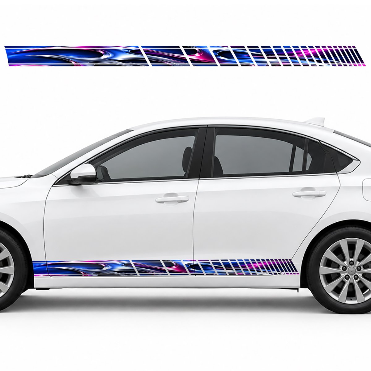 Chrome Flame Blades side door racing stripes decals stickers for Cars