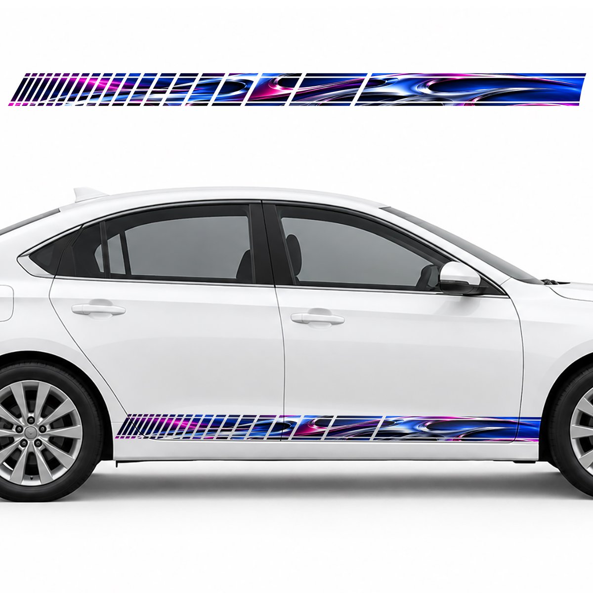 Chrome Flame Blades side door racing stripes decals, view 4 of 4