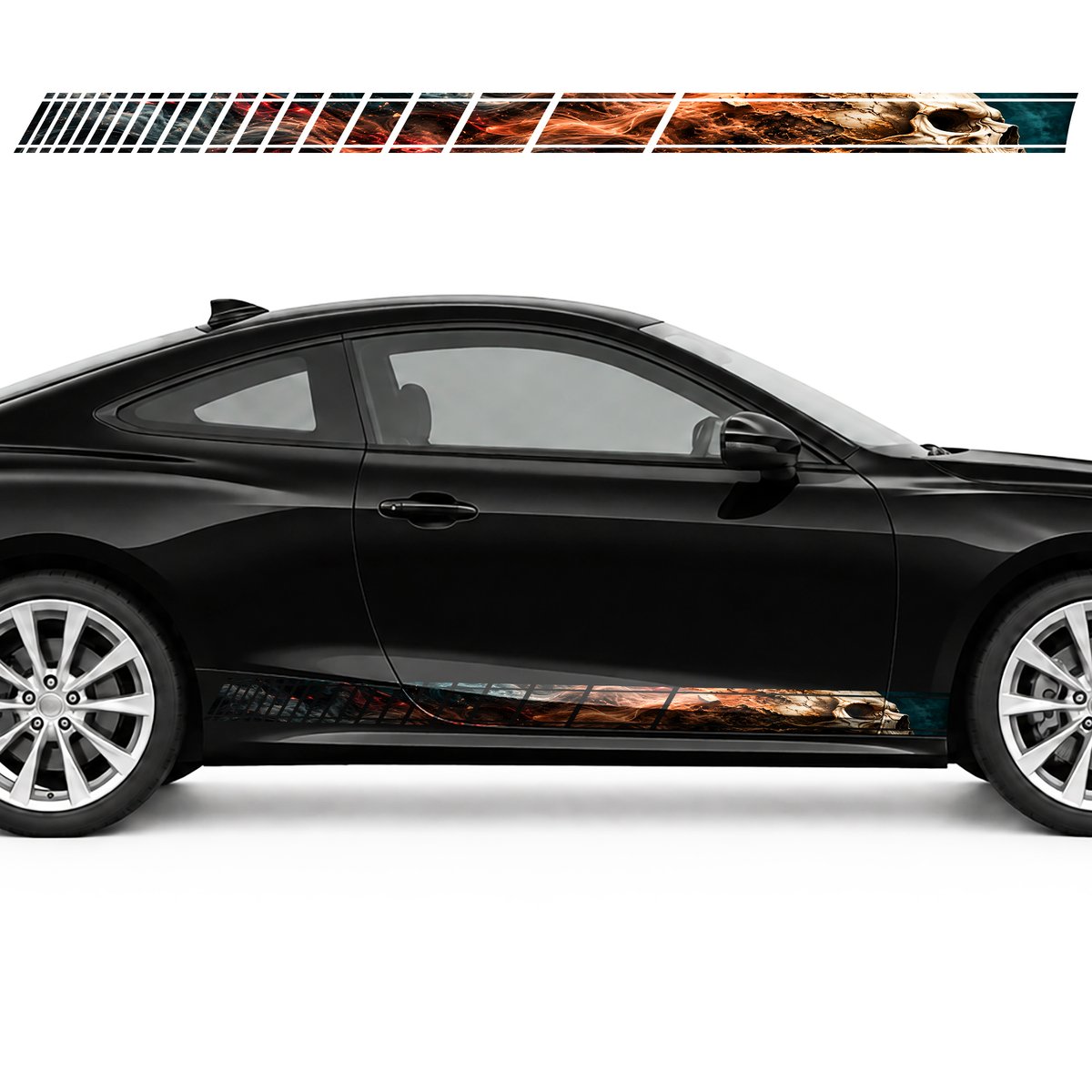 Skull, Copper Smoke and Red Sparks side door racing stripes, view 2 of 4