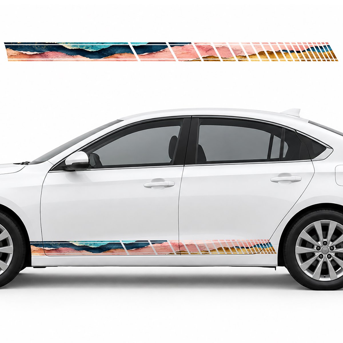 Layers of Colored Paper in Motion side door racing stripes decals stickers for Cars