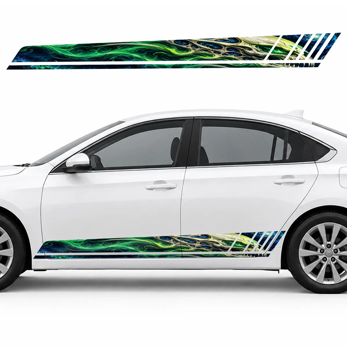 Alien Skull in Emerald Mist GT racing side door stripes decals stickers for Cars