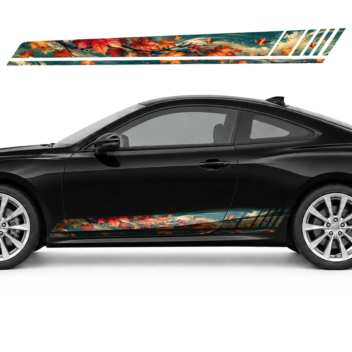 Crimson Maple Branch on Turquoise GT racing side door, view 3 of 4