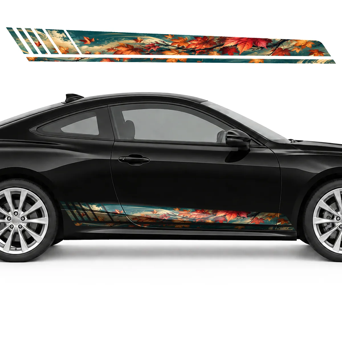 Crimson Maple Branch on Turquoise GT racing side door, view 4 of 4