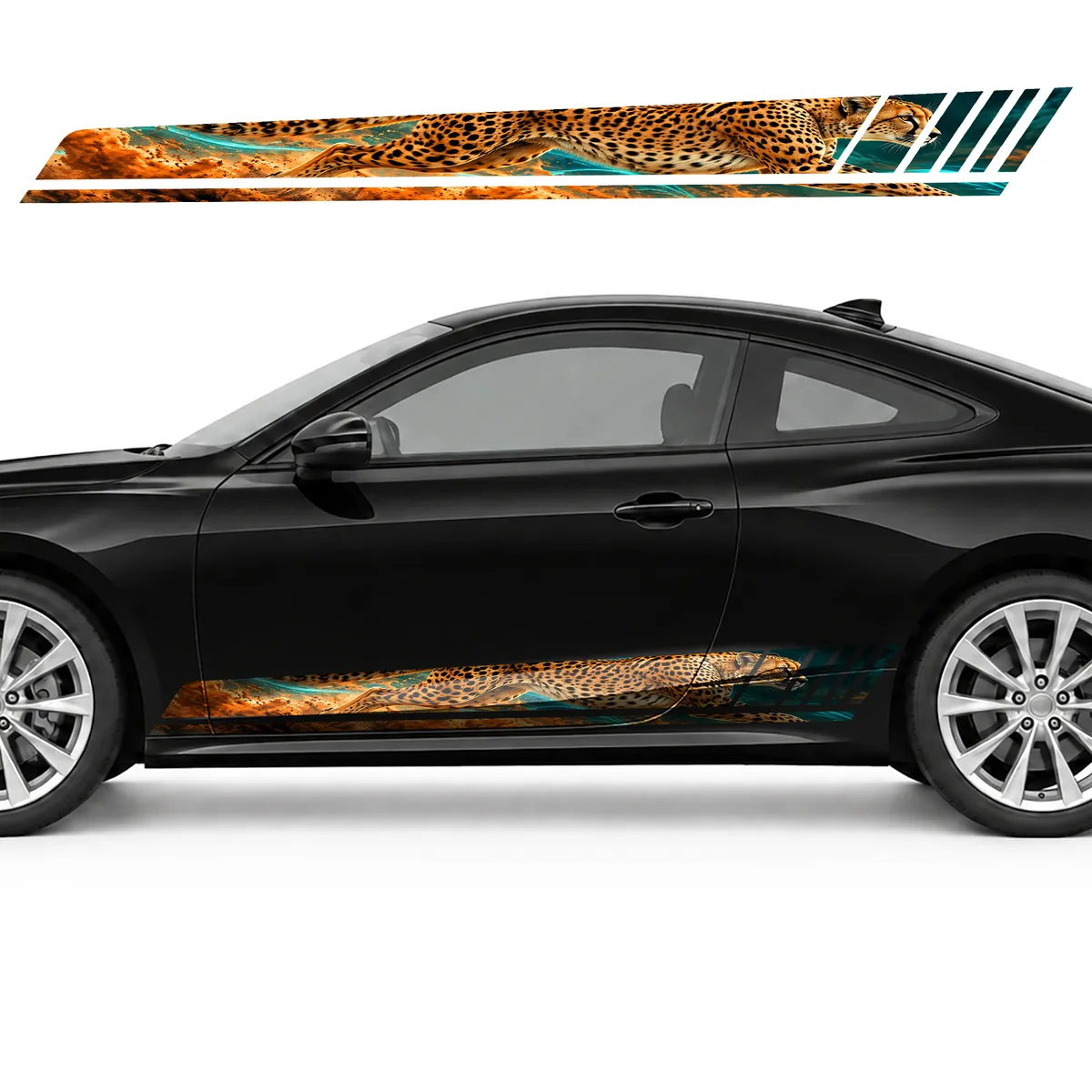 Lightning Cheetah in a Turquoise Glow GT racing side door, view 3 of 4
