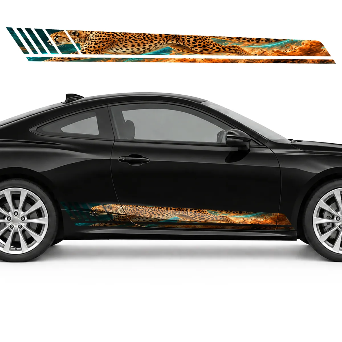 Lightning Cheetah in a Turquoise Glow GT racing side door, view 4 of 4