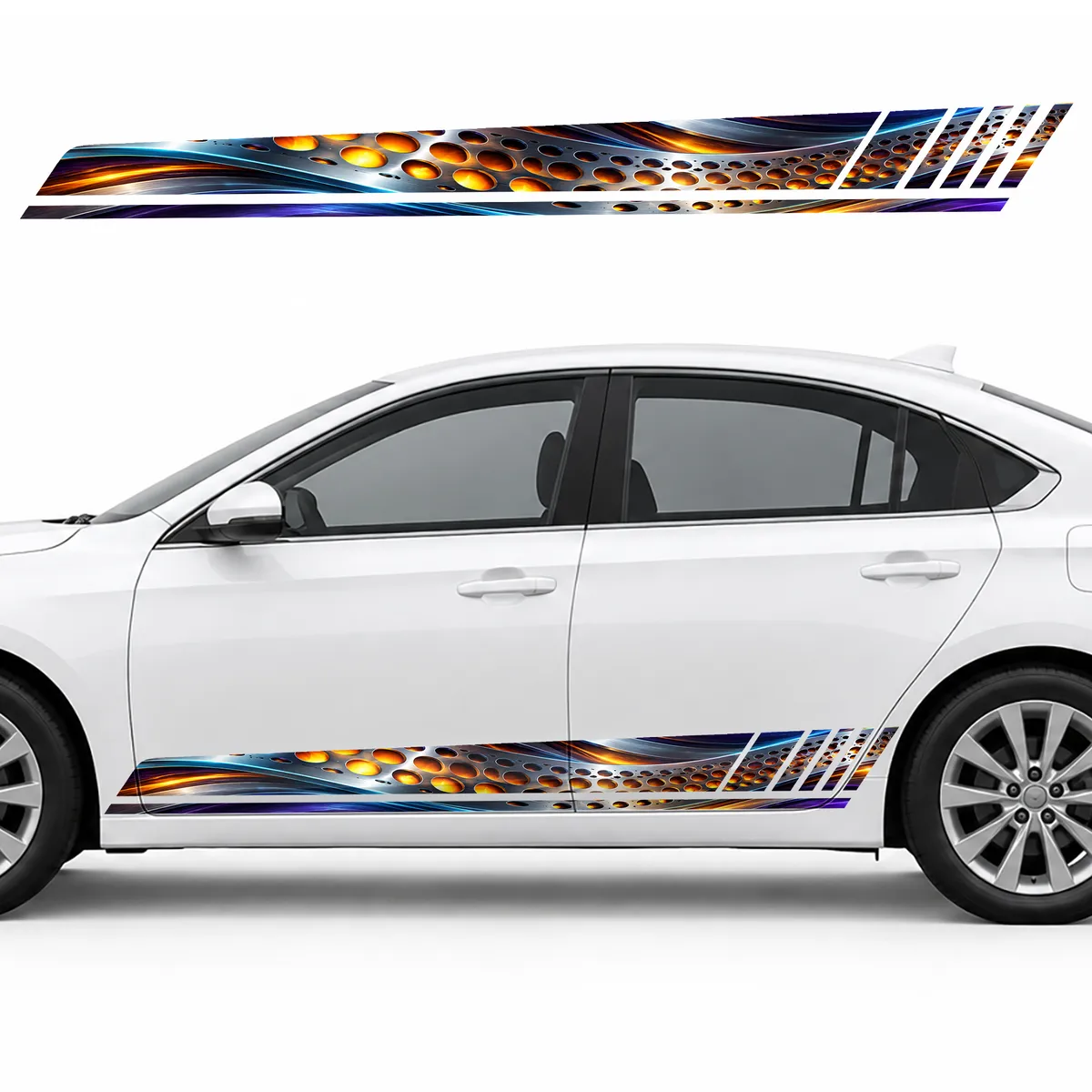 Amber Glow of Perforated Steel GT racing side door stripes decals stickers for Cars