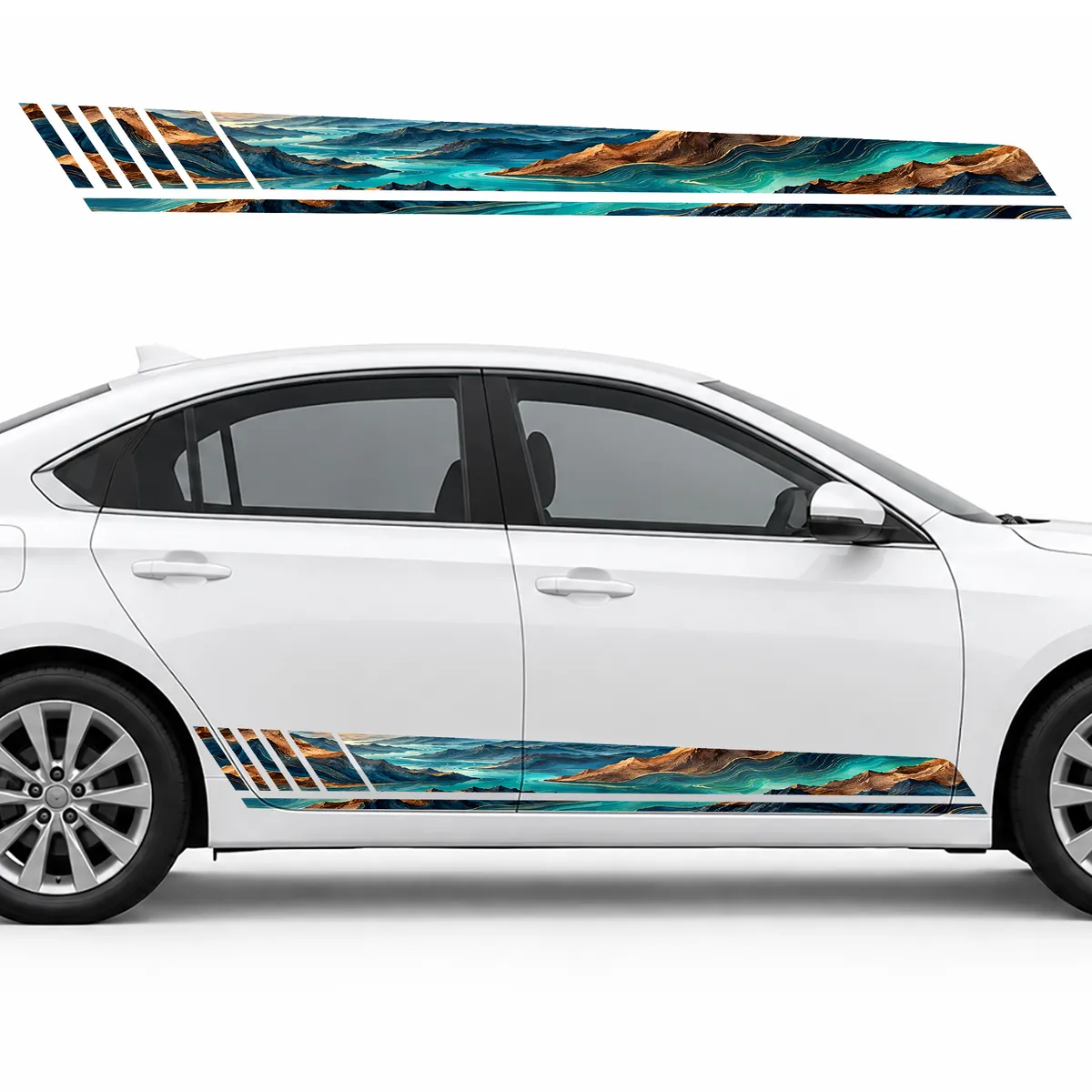 Turquoise and Copper Topographic Landscape GT racing side, view 2 of 4
