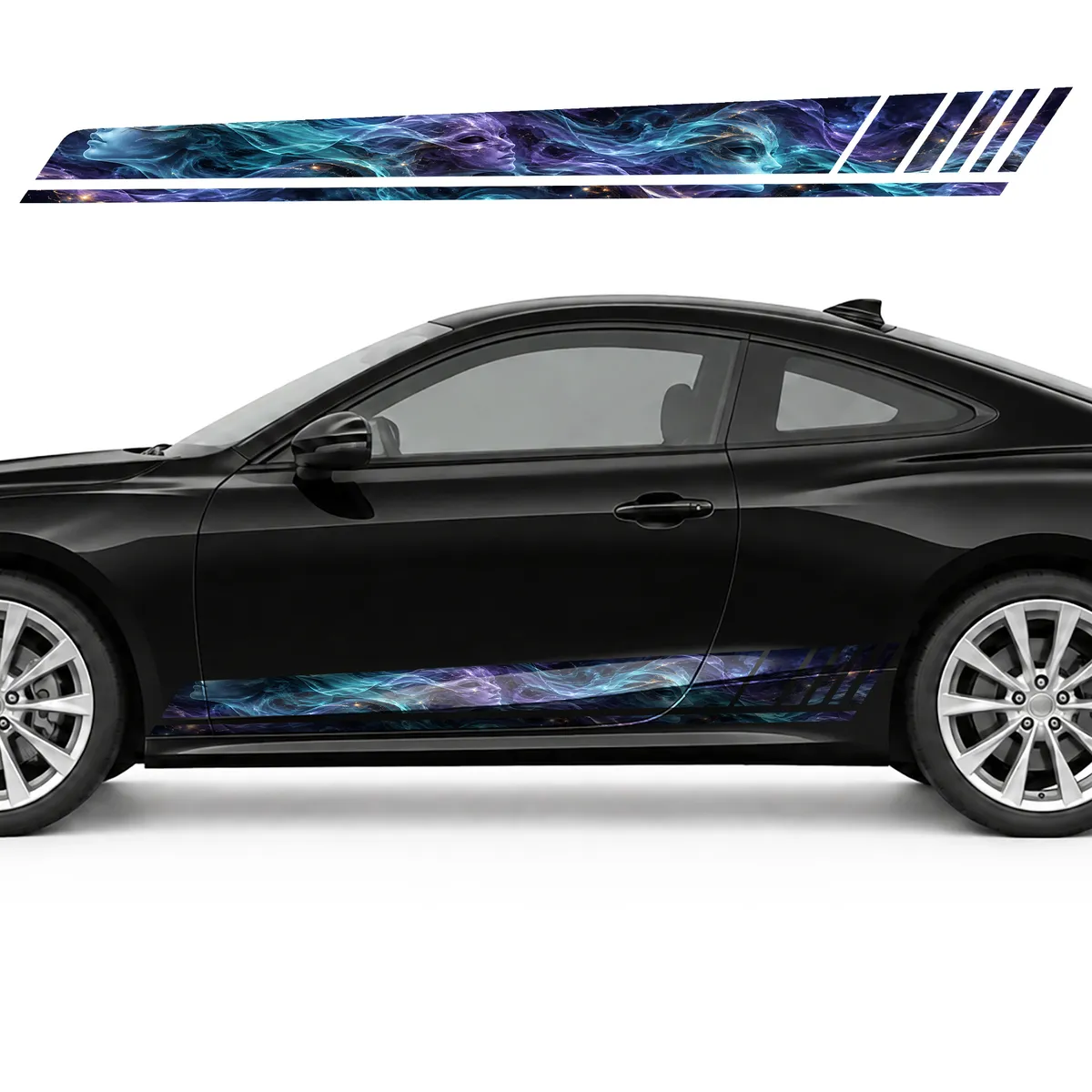 Turquoise and Violet Flow with Masks GT racing side door, view 3 of 4