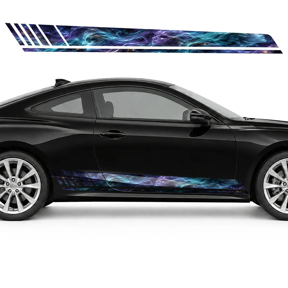 Turquoise and Violet Flow with Masks GT racing side door, view 4 of 4