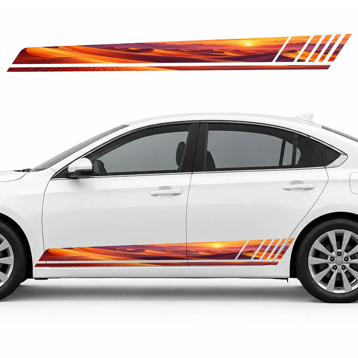 Vermilion Dunes at a Peach Dawn GT racing side door stripes decals stickers for Cars