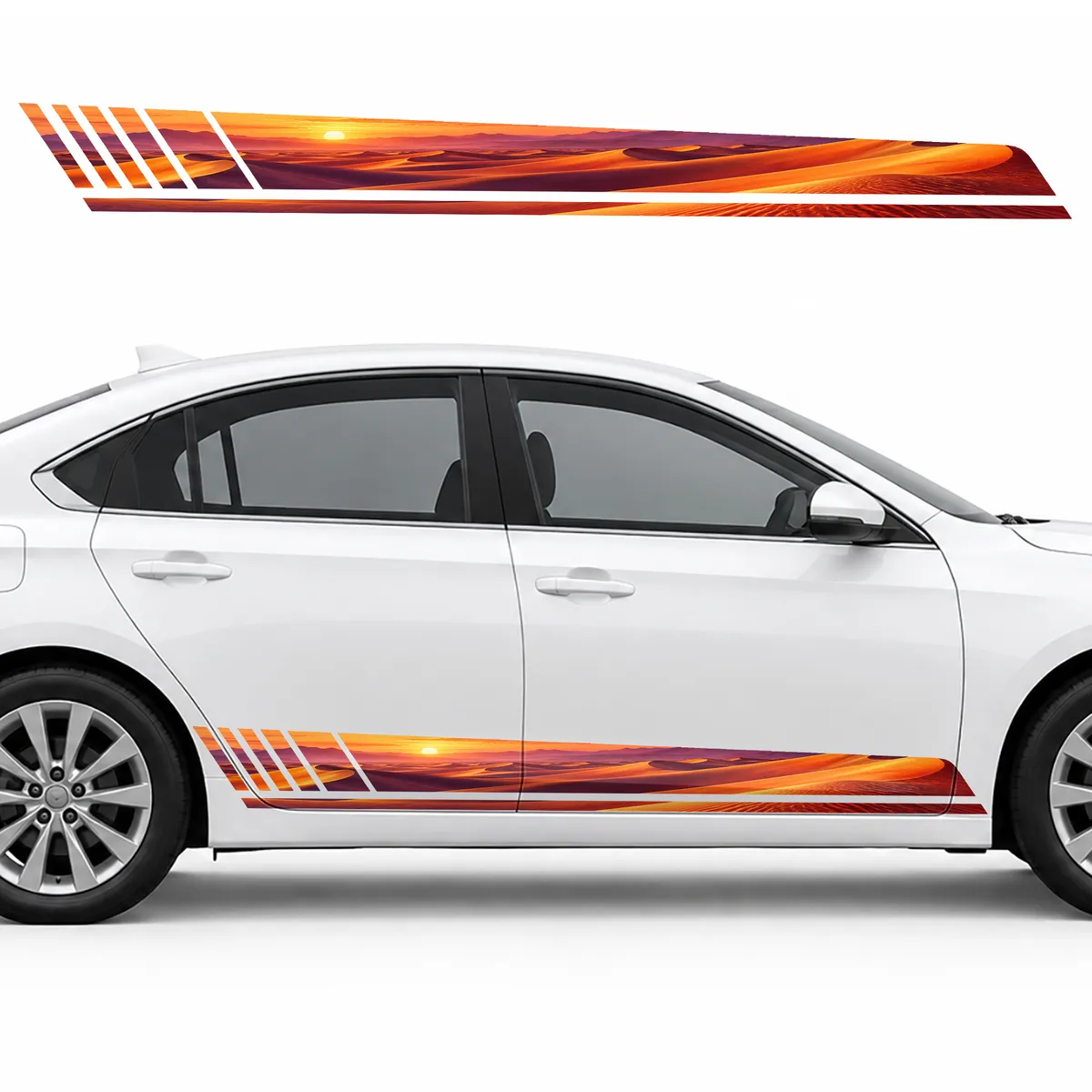 Vermilion Dunes at a Peach Dawn GT racing side door stripes, view 2 of 4