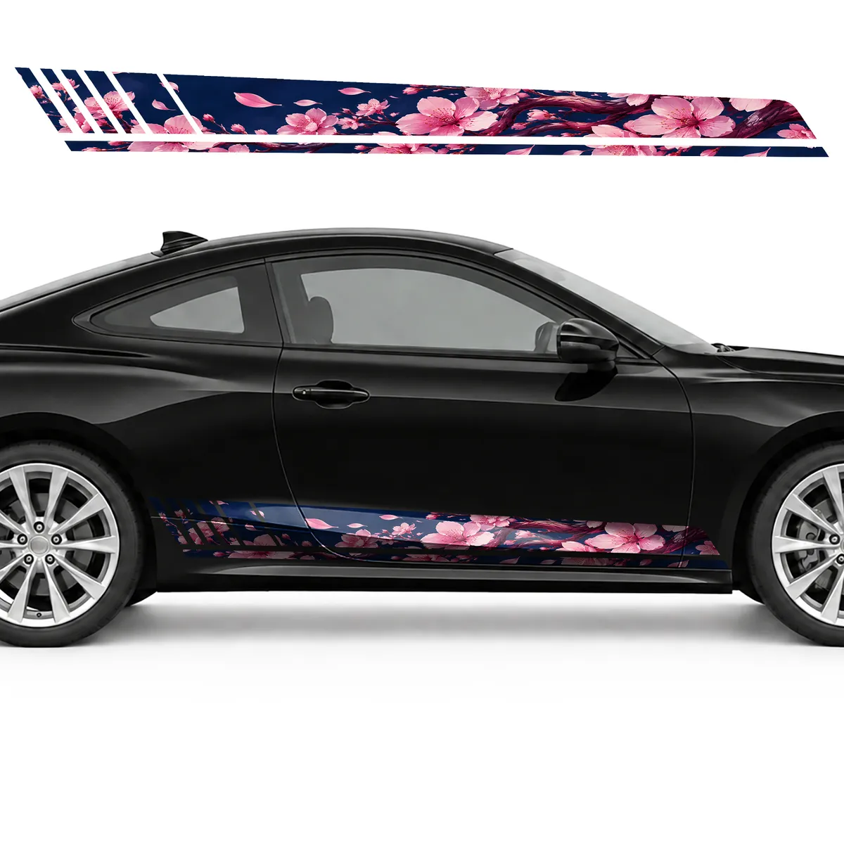 Cherry Blossoms on Dark Blue GT racing side door stripes, view 4 of 4