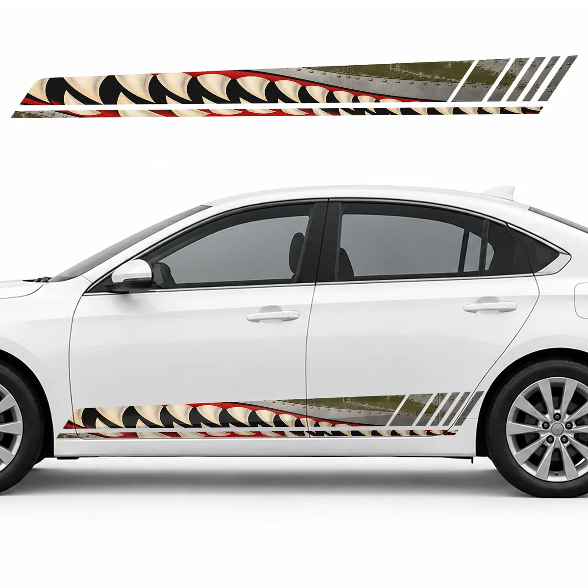 Vintage Shark Teeth Pattern GT racing side door stripes decals stickers for Cars