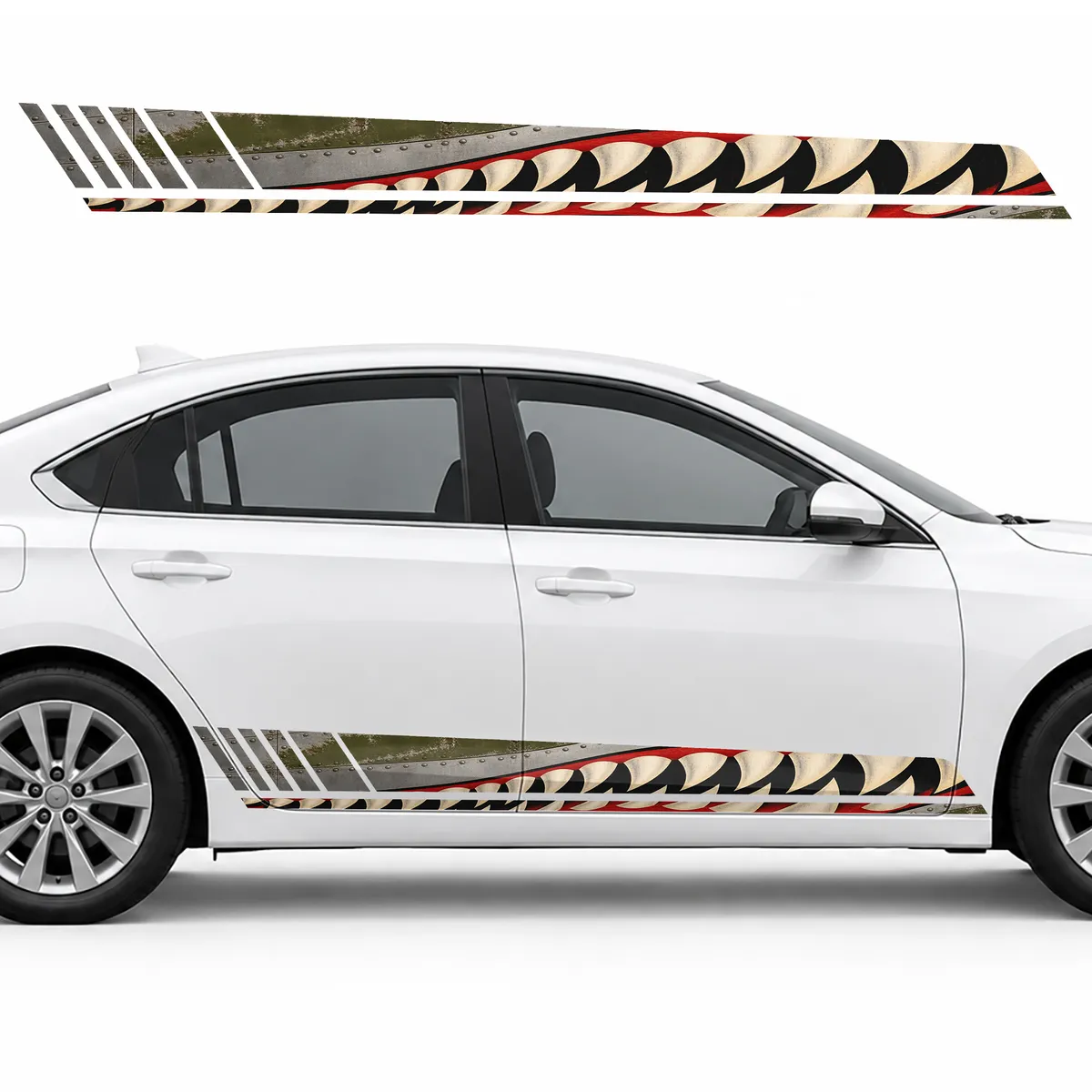 Vintage Shark Teeth Pattern GT racing side door stripes, view 2 of 4