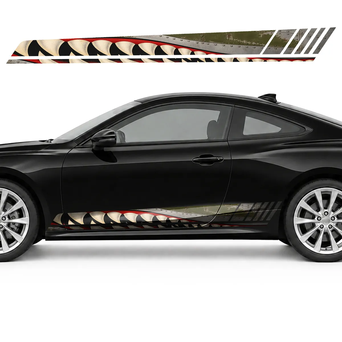 Vintage Shark Teeth Pattern GT racing side door stripes, view 3 of 4