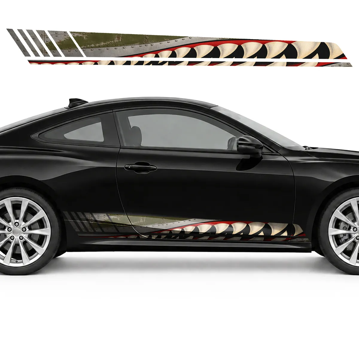 Vintage Shark Teeth Pattern GT racing side door stripes, view 4 of 4