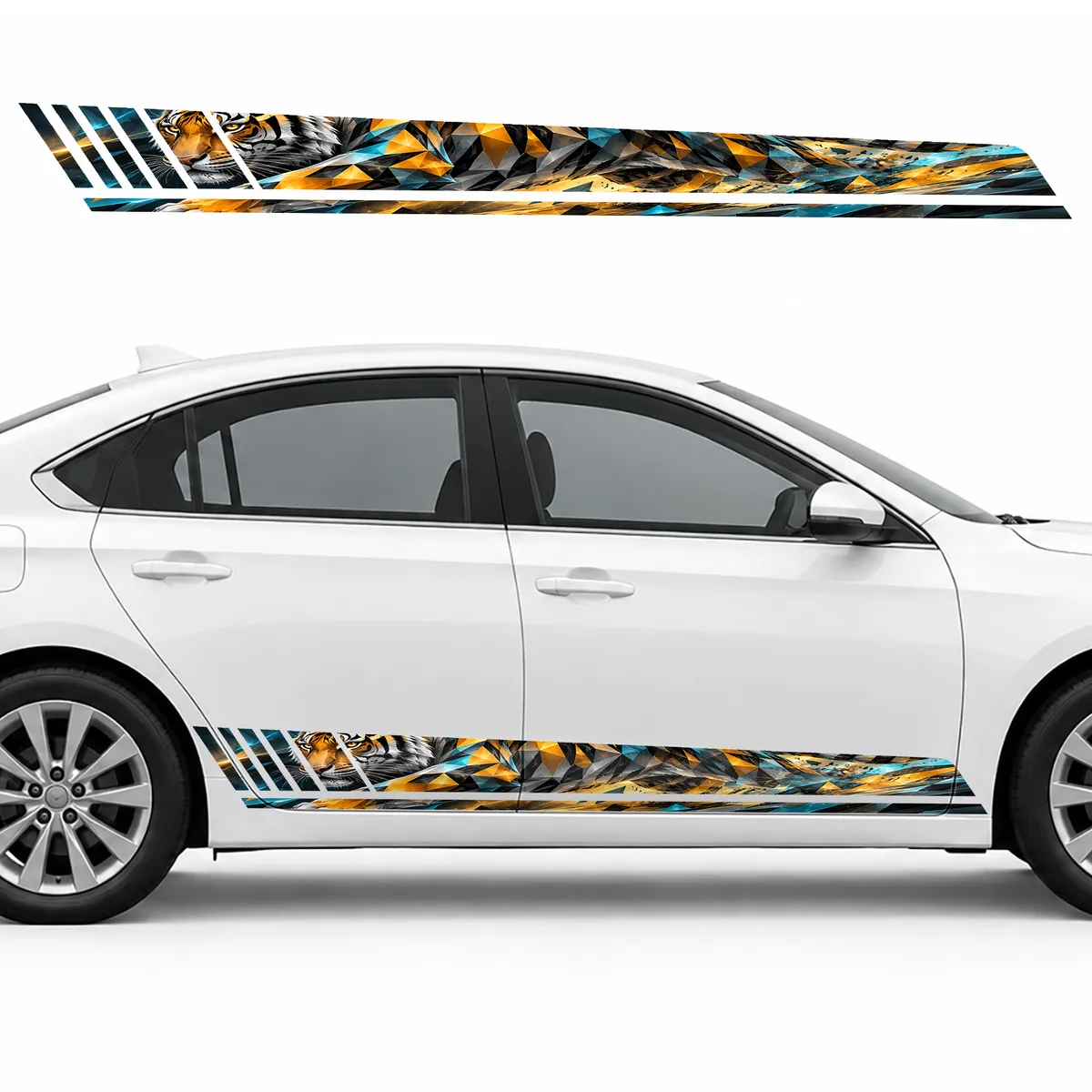 Geometric Tiger in Amber Tones GT racing side door stripes, view 2 of 4