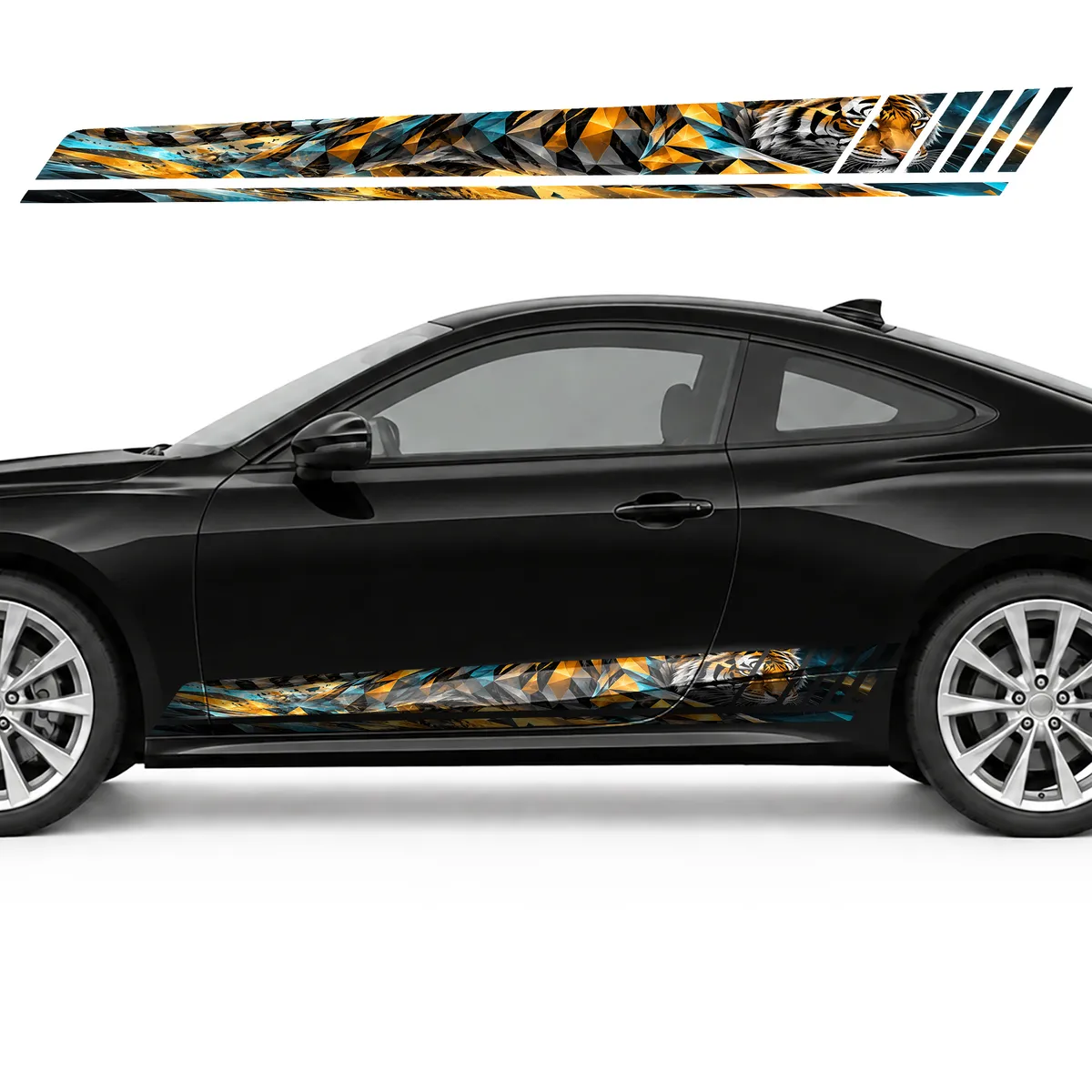 Geometric Tiger in Amber Tones GT racing side door stripes, view 3 of 4