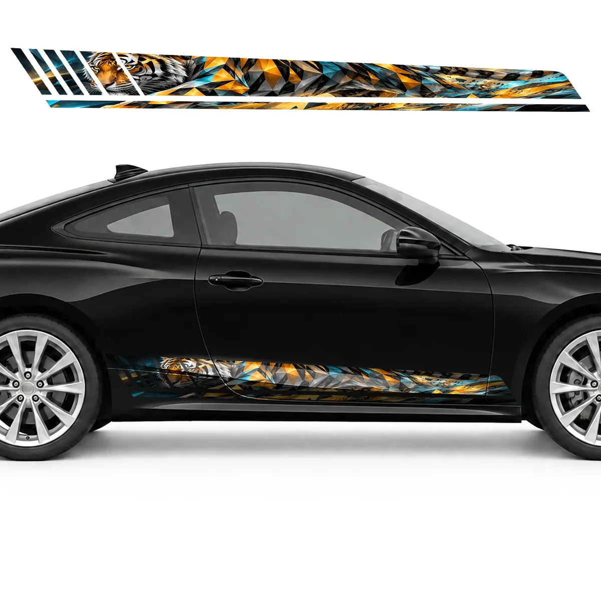 Geometric Tiger in Amber Tones GT racing side door stripes, view 4 of 4