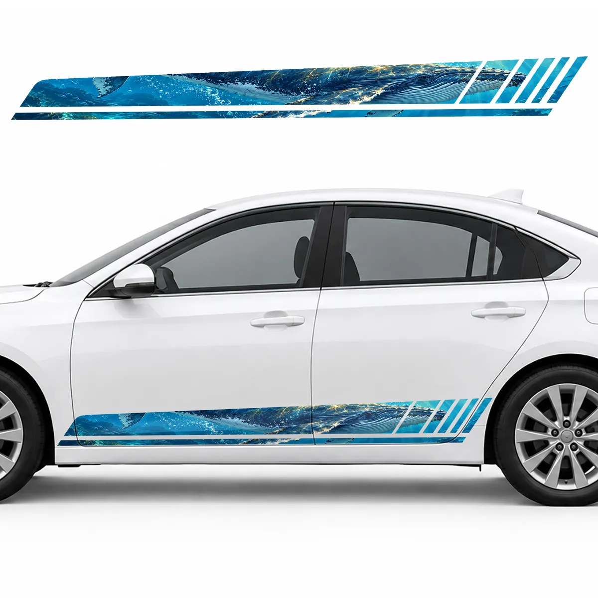 Humpback Whale in Sapphire Waters GT racing side door stripes decals stickers for Cars