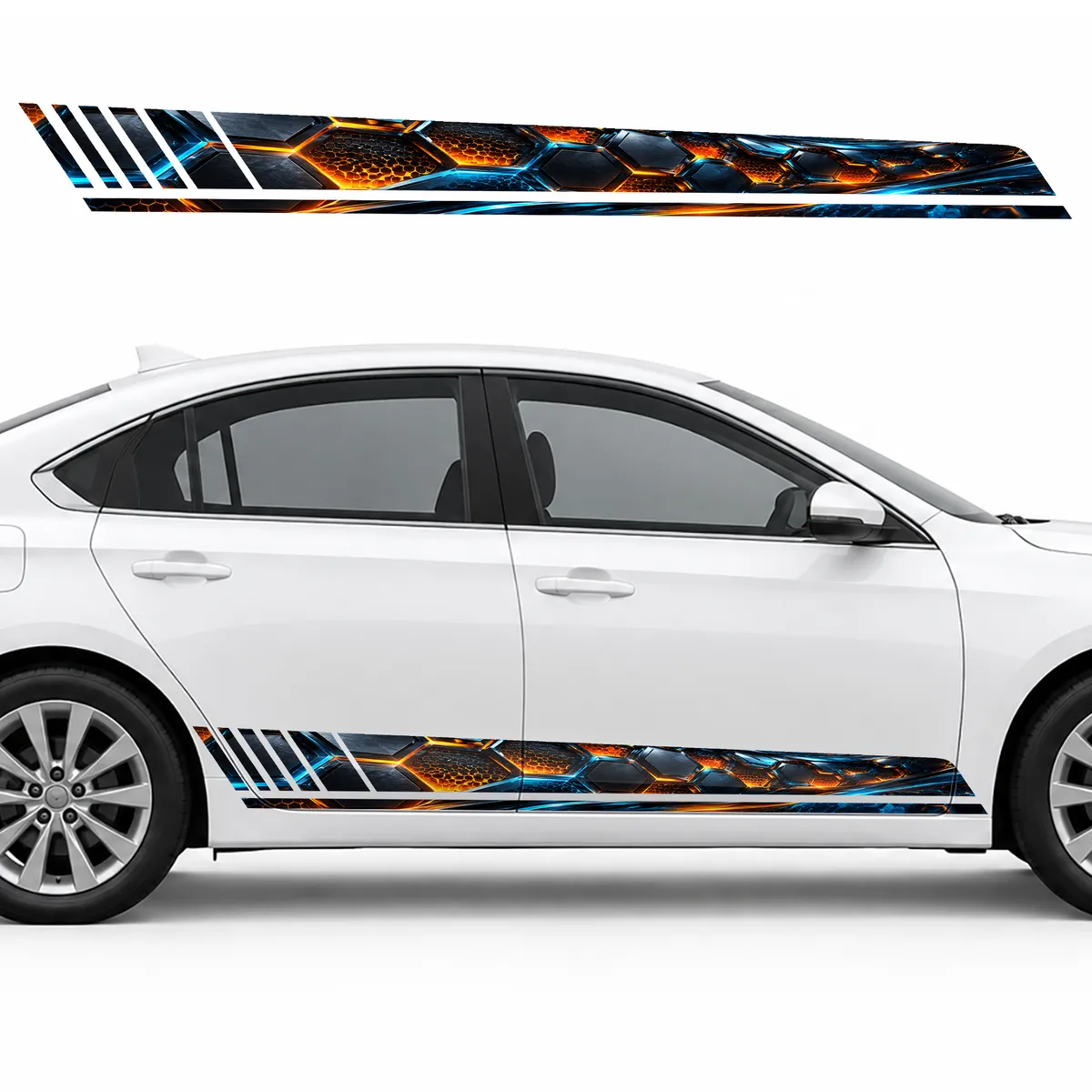 Graphite Honeycomb Glow GT racing side door stripes decals, view 2 of 4