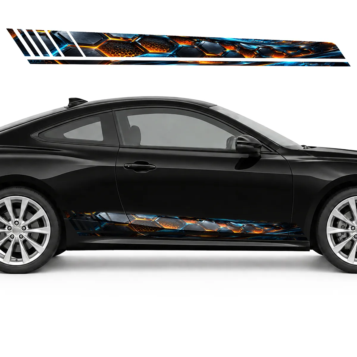 Graphite Honeycomb Glow GT racing side door stripes decals, view 4 of 4