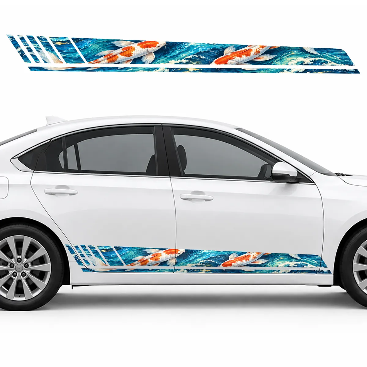 Pair of Koi in Turquoise Waves GT racing side door stripes, view 2 of 4