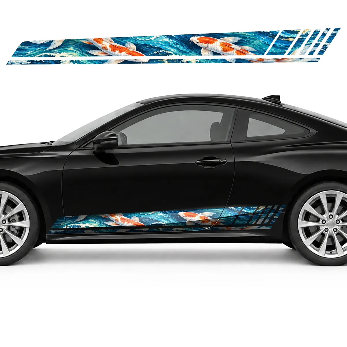 Pair of Koi in Turquoise Waves GT racing side door stripes, view 3 of 4