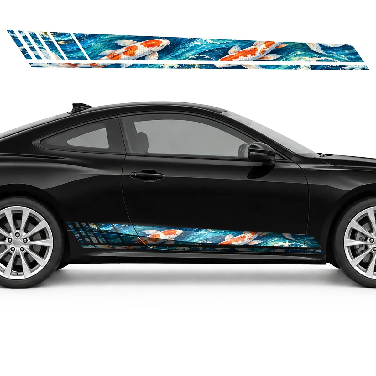 Pair of Koi in Turquoise Waves GT racing side door stripes, view 4 of 4