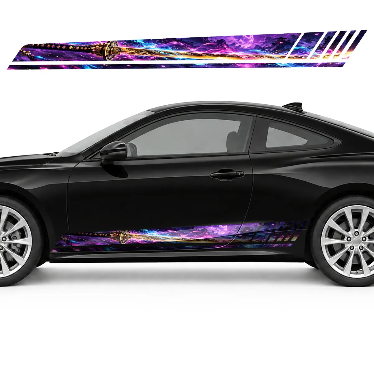 Golden Katana in a Magenta and Cyan Glow GT racing side, view 3 of 4