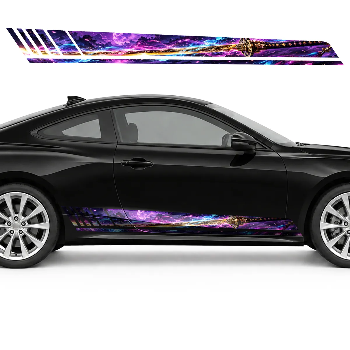 Golden Katana in a Magenta and Cyan Glow GT racing side, view 4 of 4