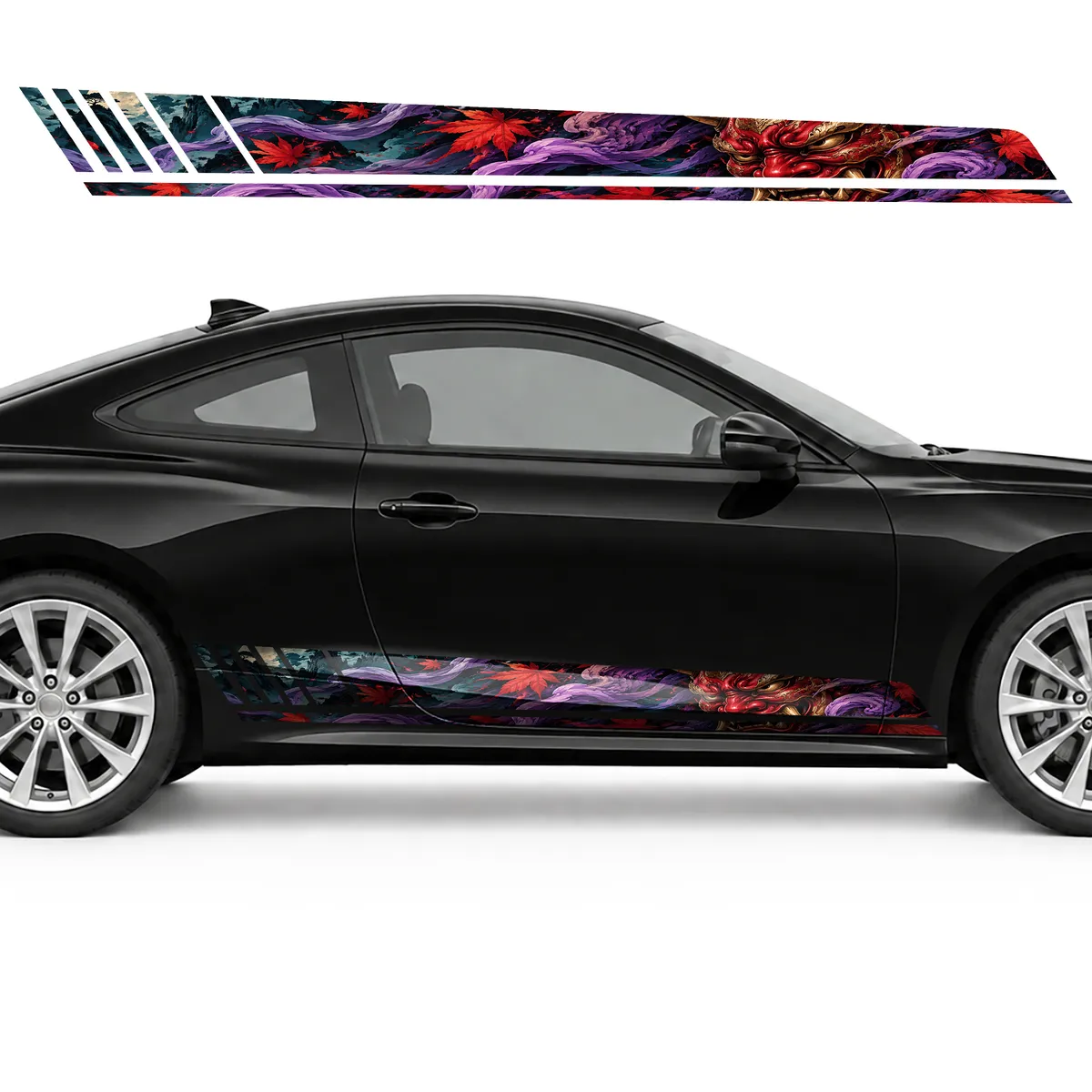 Golden Oni Mask in Purple Smoke GT racing side door stripes, view 4 of 4