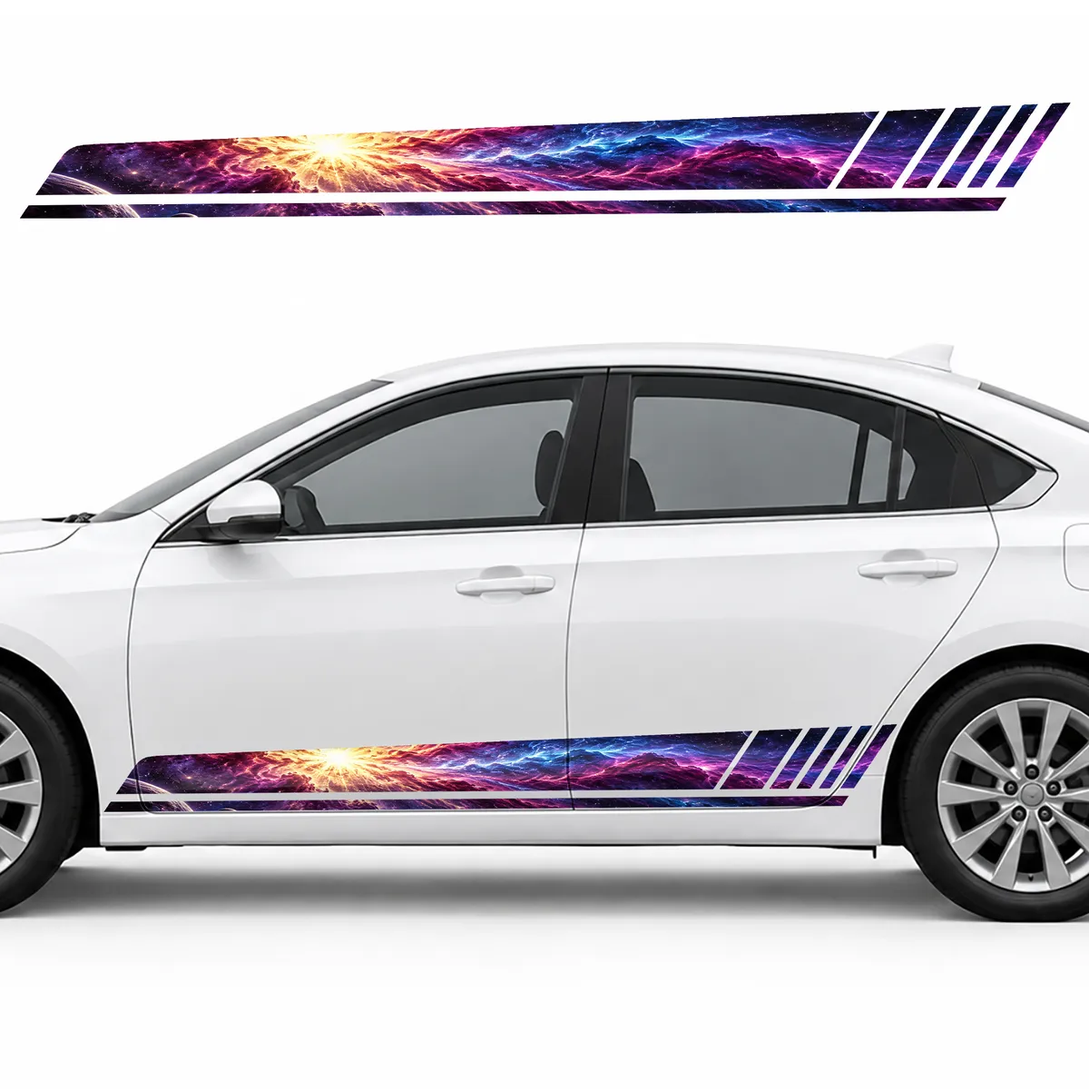 Golden Supernova among Magenta Waves GT racing side door stripes decals stickers for Cars