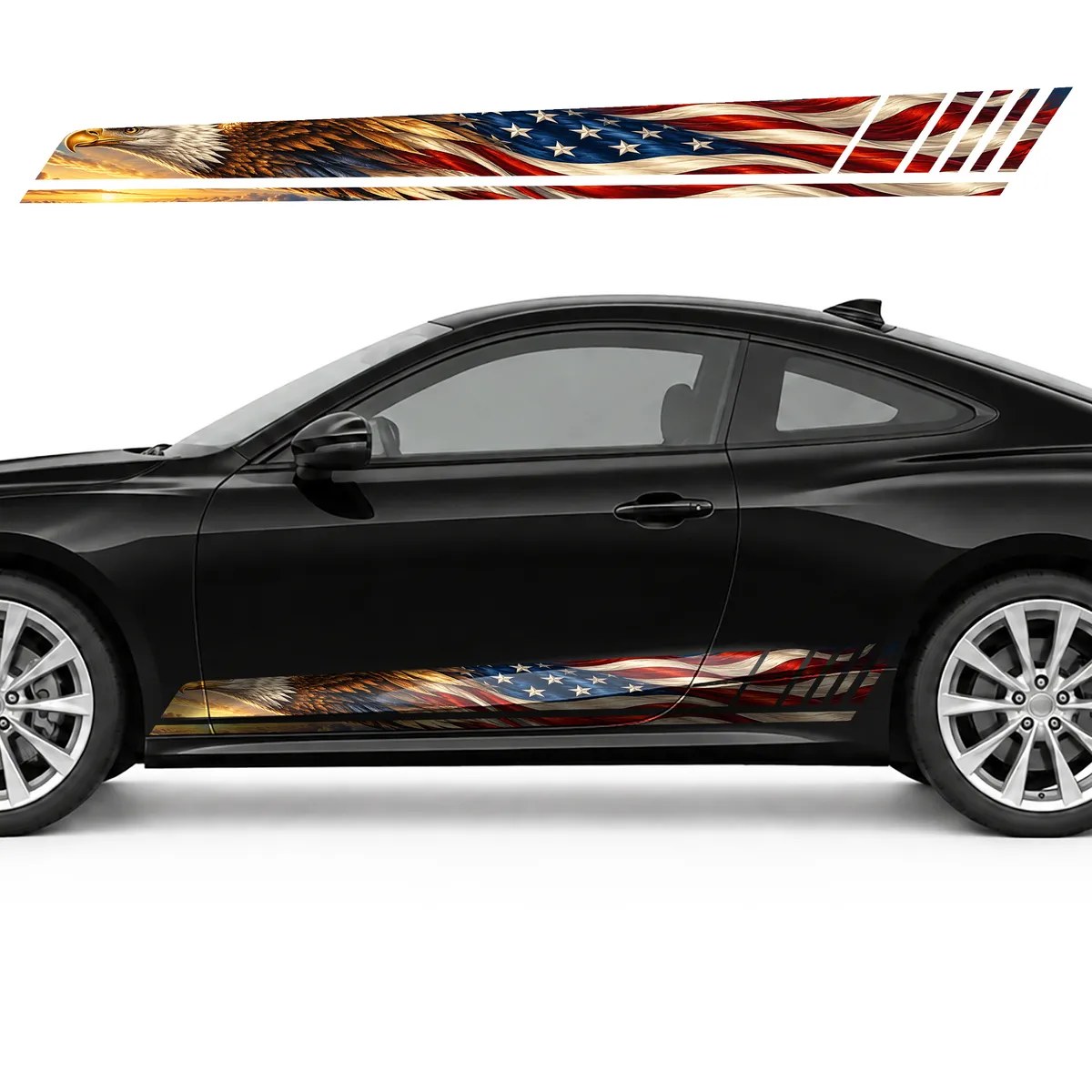 Golden Wing over a Flowing American Flag GT racing side, view 3 of 4