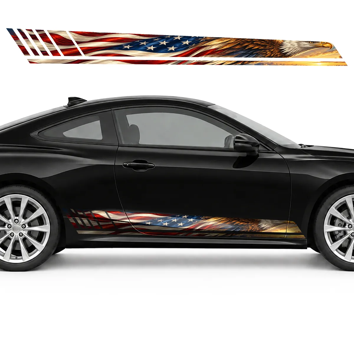 Golden Wing over a Flowing American Flag GT racing side, view 4 of 4
