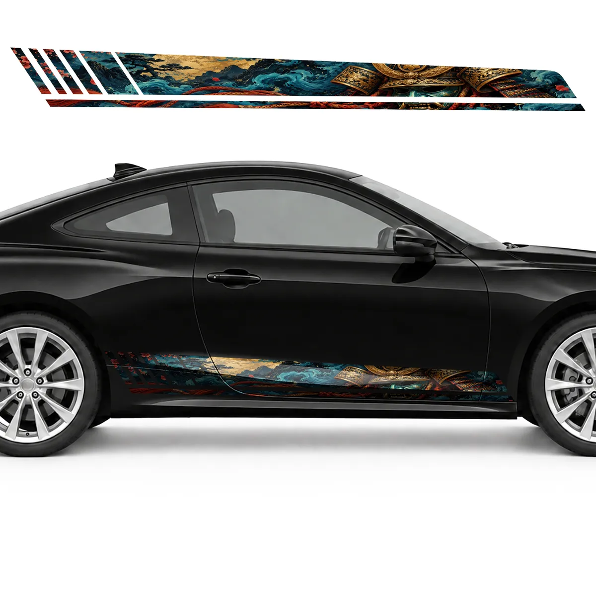 Golden Kabuto in Blue Smoke GT racing side door stripes, view 4 of 4