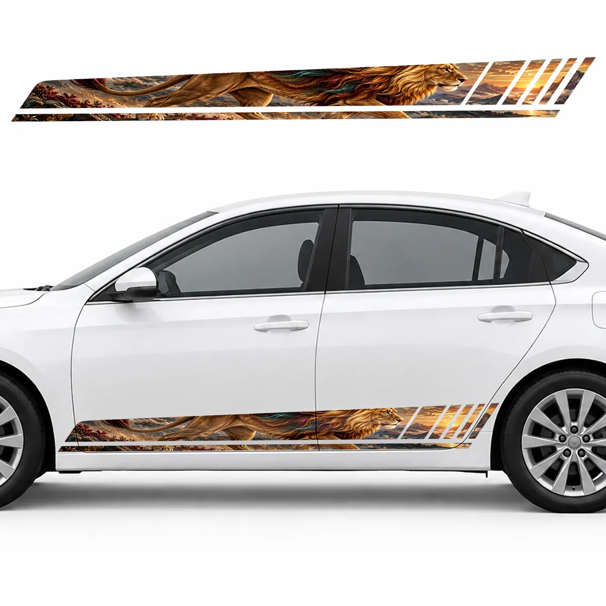 Golden Lion with a Windswept Mane GT racing side door stripes decals stickers for Cars