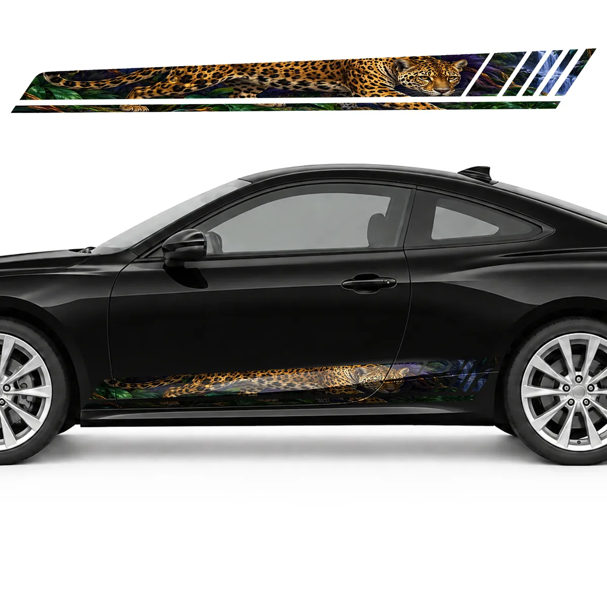 Golden Jaguar in an Emerald Jungle GT racing side door, view 3 of 4