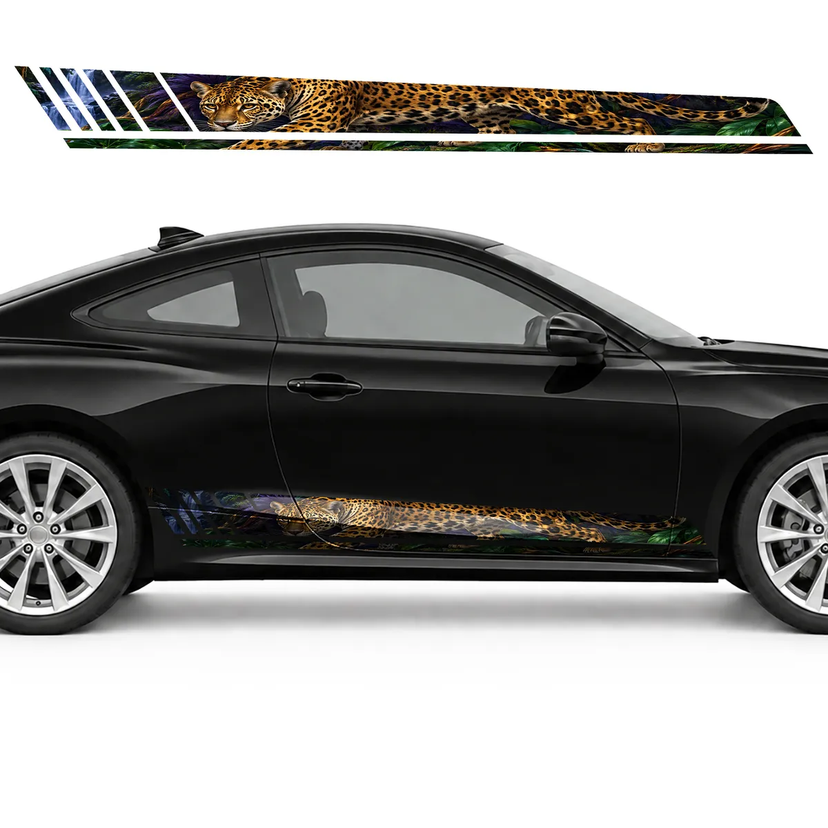 Golden Jaguar in an Emerald Jungle GT racing side door, view 4 of 4