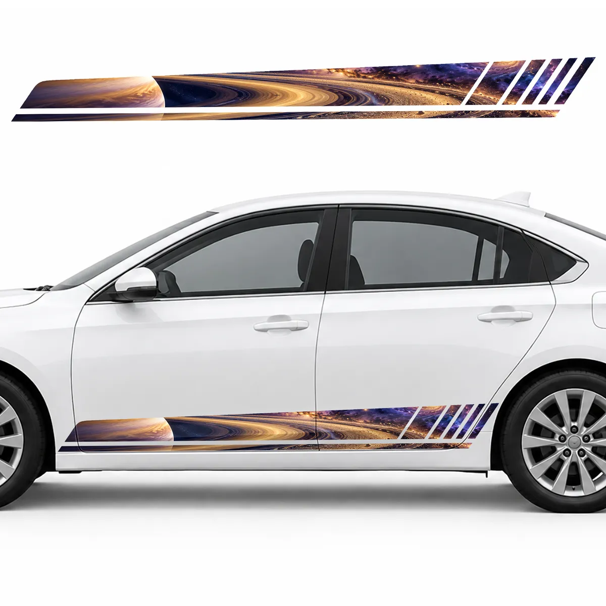 Golden Rings over Violet Space GT racing side door stripes decals stickers for Cars