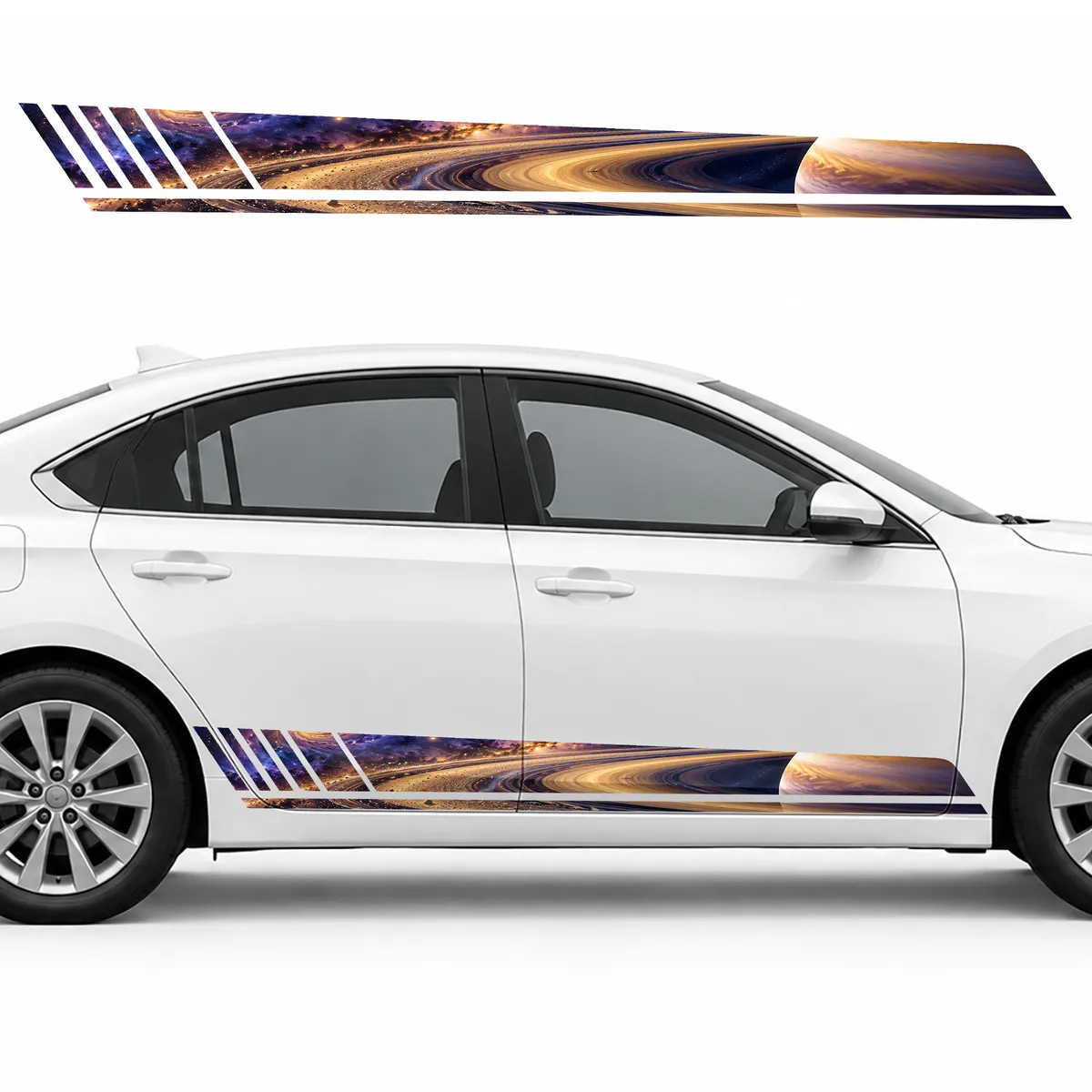 Golden Rings over Violet Space GT racing side door stripes, view 2 of 4