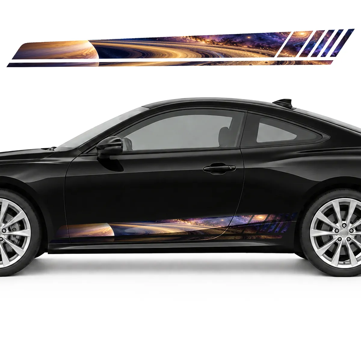 Golden Rings over Violet Space GT racing side door stripes, view 3 of 4