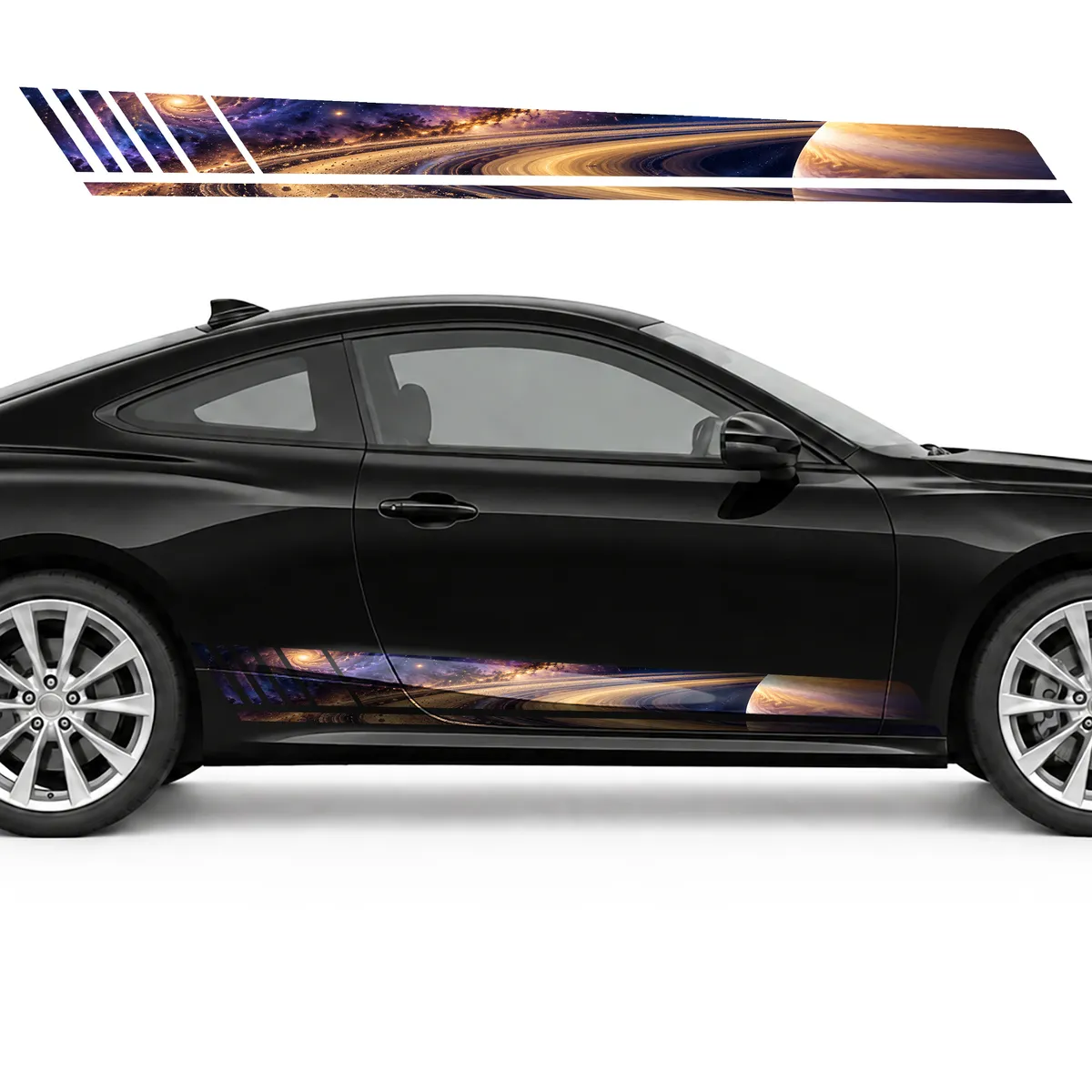 Golden Rings over Violet Space GT racing side door stripes, view 4 of 4