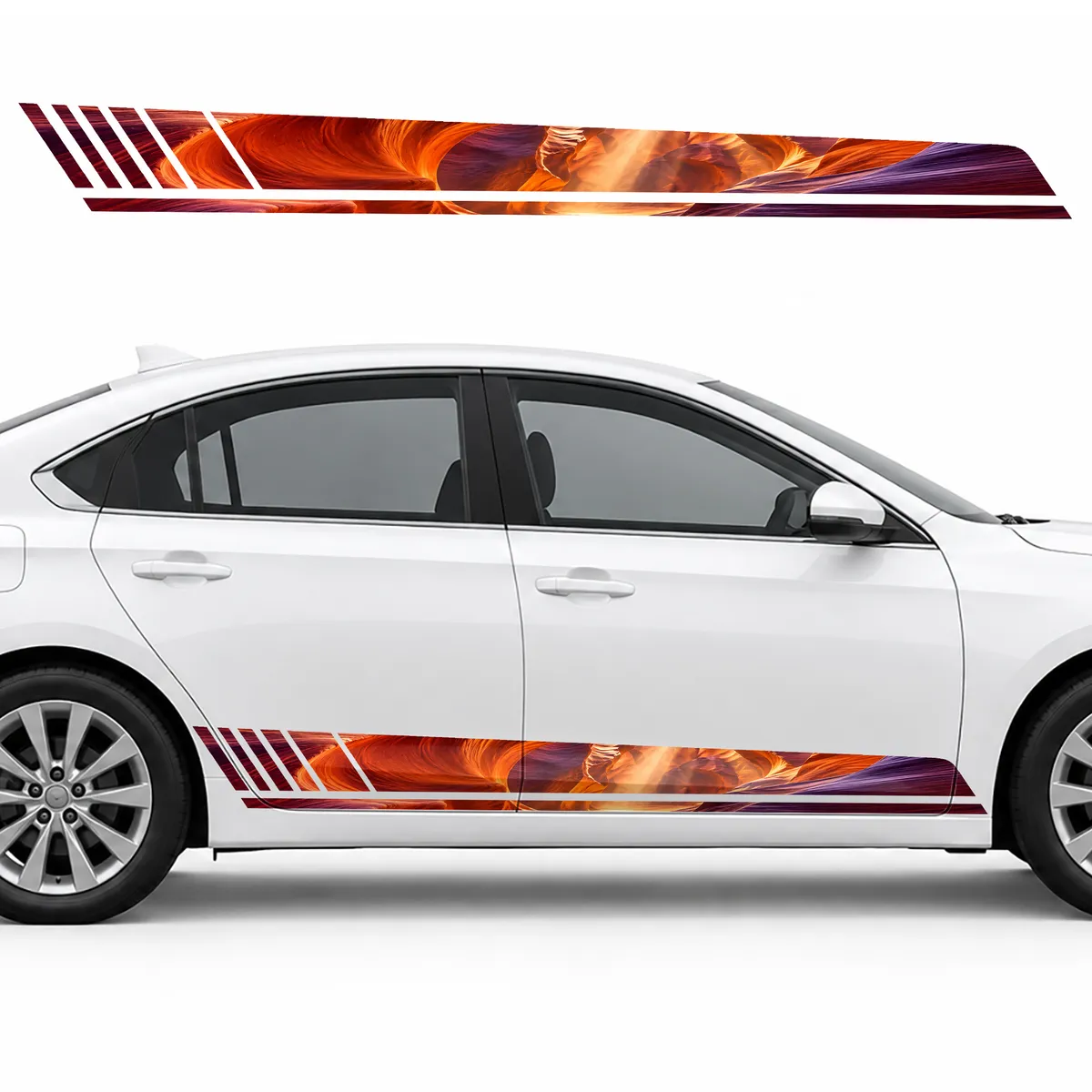 Golden Rays in a Crimson Canyon GT racing side door stripes, view 2 of 4