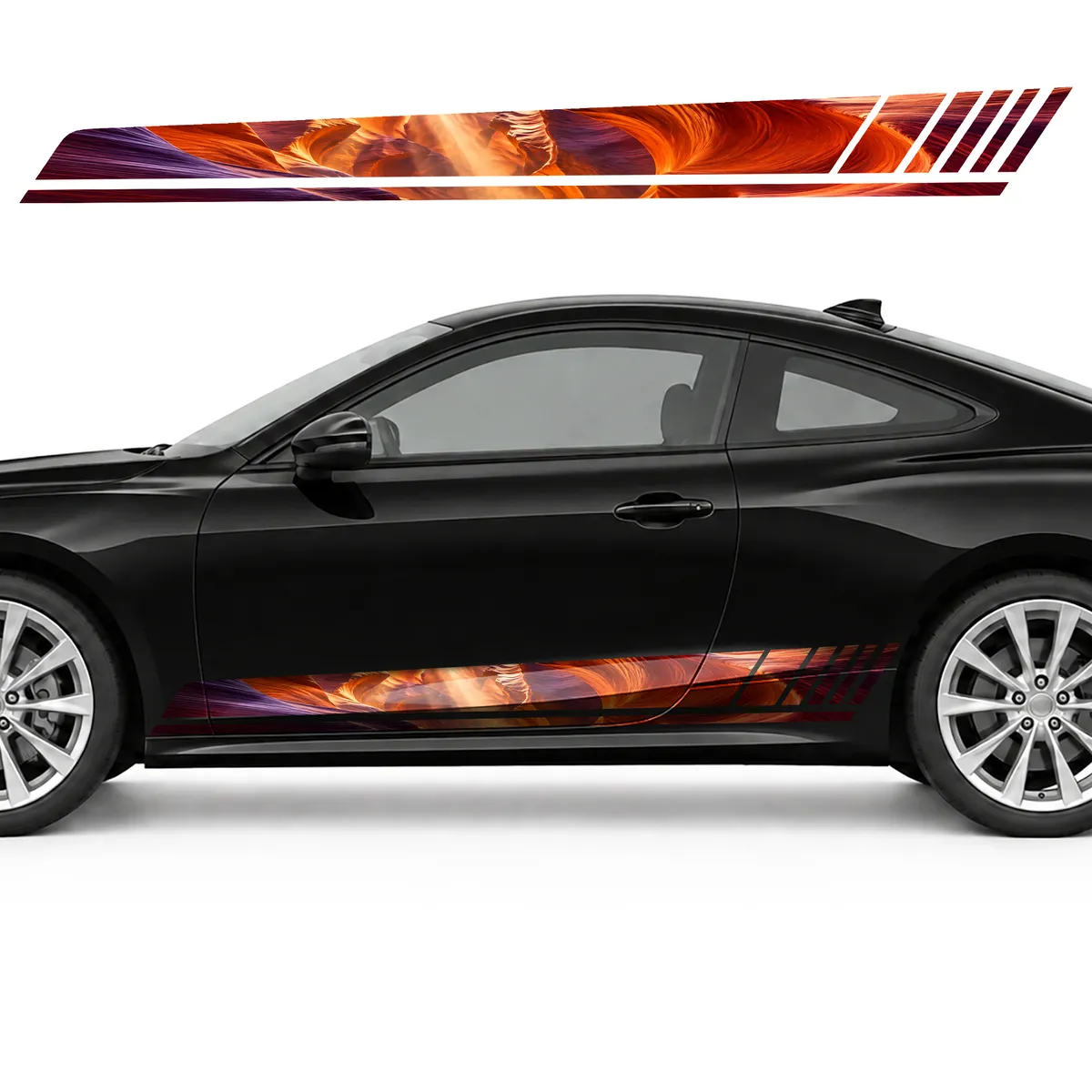 Golden Rays in a Crimson Canyon GT racing side door stripes, view 3 of 4